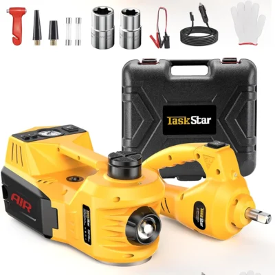 Taskstar Electric Car Jack Kit 5 Ton 12V Hydraulic with Electric Impact Wrench for SUV MPV Sedan Truck Change Tire Garage Repair